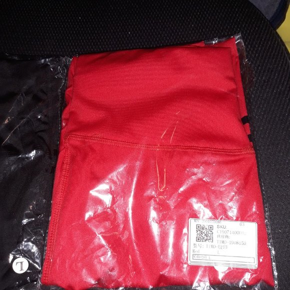 NWT Women High Waist Pants AntiCellulite  Leggings RED LARGE - Picture 2 of 3